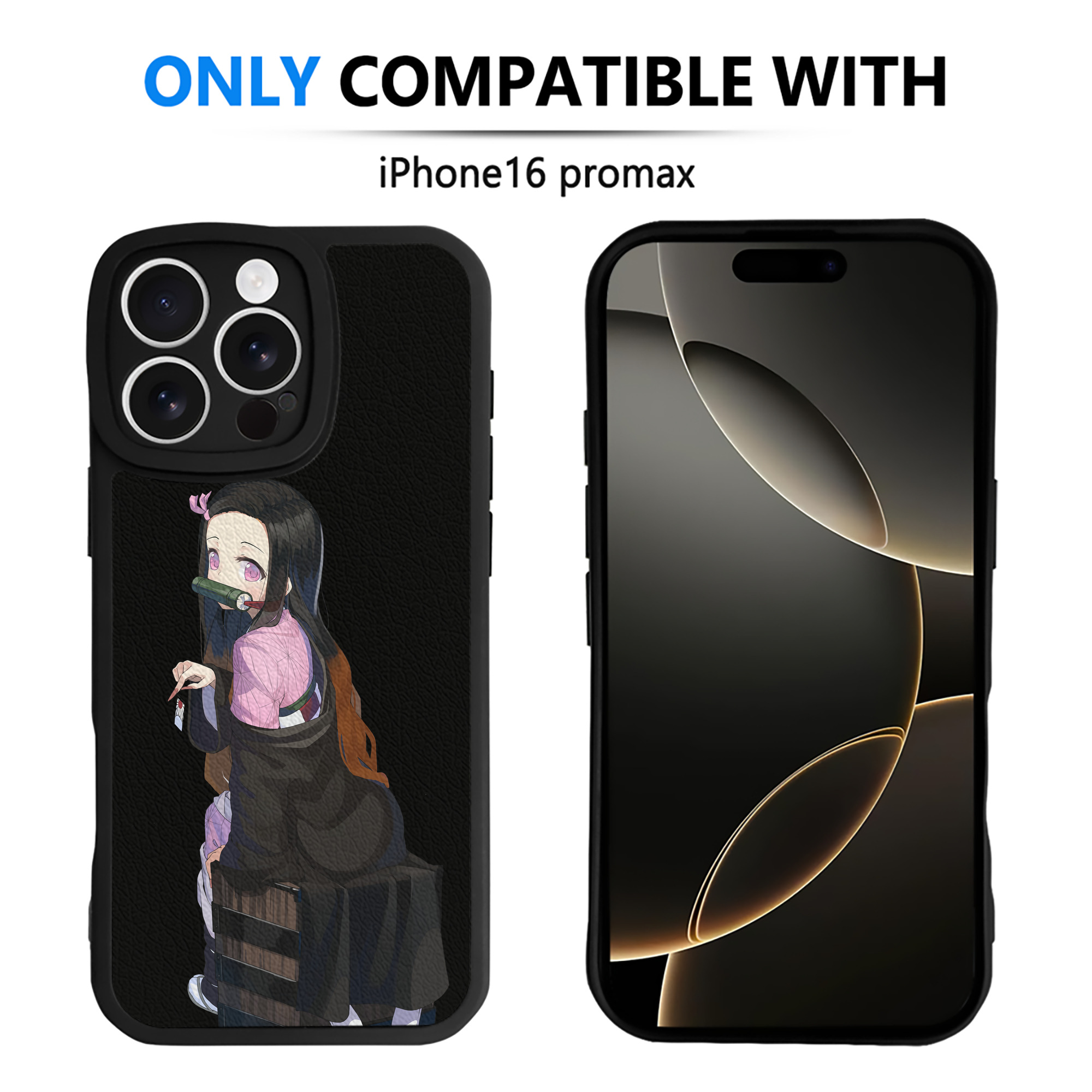 （画像用） 鬼滅の刃（きめつのやいば）竈門 禰󠄀豆子／かまど ねずこ Kamado Nezuko 【iPhone 16シリーズ対応】シリコンスマホケース（レザー調） 材質：シリコン